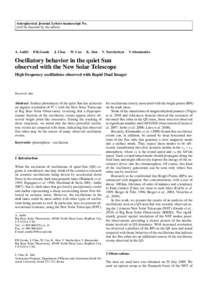 Astrophysical Journal Letters manuscript No. (will be inserted by the editor) A. And¯i´c · P.R.Goode · J. Chae · W. Cao · K. Ahn · V. Yurchyshyn · V.Abramenko  Oscillatory behavior in the quiet Sun