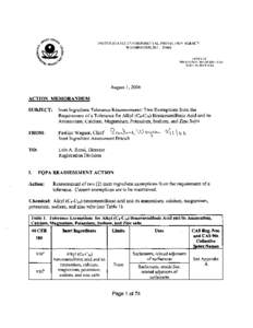 Inert Ingredient Tolerance Reassessments:  Two Exemptions from the Requirement of a Tolerance for Alkyl (C8-C24) Benzenesulfonic Acid and its Ammonium, Calcium, Magnesium, Potassium, Sodium, and Zinc Salts, August 2006