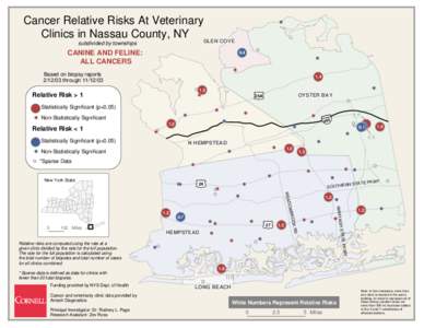 Cancer Relative Risks At Veterinary Clinics in Nassau County, NY GLEN COVE subdivided by townships CANINE AND FELINE: ALL CANCERS