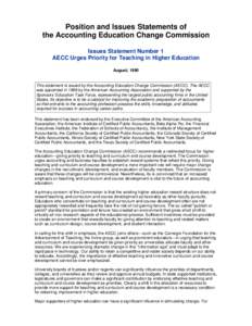 Position and Issues Statements of the A...iority for Teaching in Higher Education  file:///U|/Users/JustinS/pubs/position/issues1.htm Position and Issues Statements of the Accounting Education Change Commission
