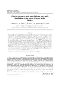 Point-scale energy and mass balance snowpack simulations in the upper Karasu basin, Turkey