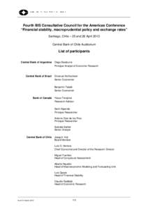 4th CCA conference, list of participants, April 2013