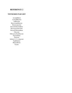 REFERENCE 2 TENNESSEE PAH LIST Acenaphthene Acenaphthylene Anthracene Benzo(a)anthracene