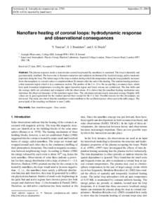 Astronomy & Astrophysics manuscript noDOI: will be inserted by hand later) September 23, 2005  Nanoflare heating of coronal loops: hydrodynamic response