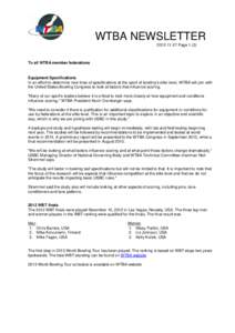 WTBA NEWSLETTERPageTo all WTBA member federations  Equipment Specifications