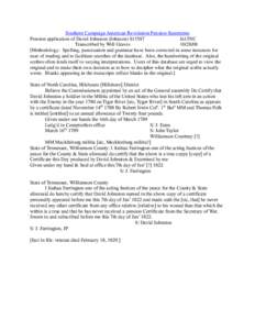 Southern Campaign American Revolution Pension Statements Pension application of David Johnston (Johnson) S13587 fn15NC Transcribed by Will Graves[removed]Methodology: Spelling, punctuation and grammar have been correct