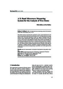 Eskelinen and Eskelinen Silva Fennica[removed]research articles  A K-Band Microwave Measuring System for the Analysis of Tree Stems