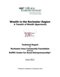 Wealth in the Rochester Region A Transfer of Wealth Opportunity Technical Report to