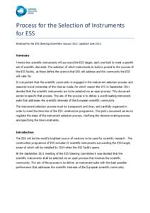    	
   Process	
  for	
  the	
  Selection	
  of	
  Instruments	
   for	
  ESS	
  