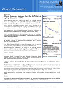 Alkane Resources expands hunt for McPhillamys style gold deposits in NSW
