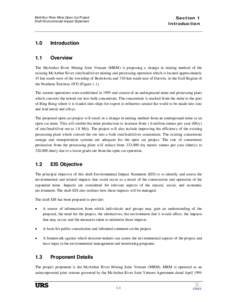 Section 1 Introduction McArthur River Mine Open Cut Project Draft Environmental Impact Statement