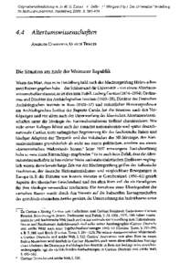 Originalveröffentlichung in: in W. U. Eckart - V. Sellin - H. Wolgast (Hg.), Die Universität Heidelberg im Nationalsozialismus, Heidelberg 2006, S[removed]Altertumswissenschaften ANGELOS CHANIOTIS, ULRICH THALER