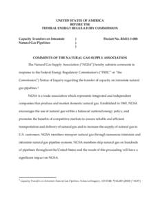Infrastructure / Natural gas pipeline system in United States / Federal Energy Regulatory Commission / Natural Gas Act / Energy