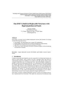 Proceedings of the International Association for Shell and Spatial Structures (IASS) Symposium 2009, Valencia Evolution and Trends in Design, Analysis and Construction of Shell and Spatial Structures 28 September - 2 Oct