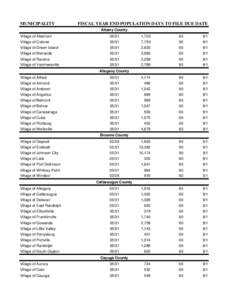 Annual Report Filing Deadlines for Village by County (A-N)