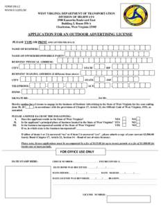 FORM DN-12 REVISED[removed]WEST VIRGINIA DEPARTMENT OF TRANSPORTATION DIVISION OF HIGHWAYS 1900 Kanawha Boulevard East Building 5, Room 550-A