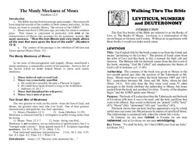 The Manly Meekness of Moses  Walking Thru The Bible Numbers 12:3 Introduction