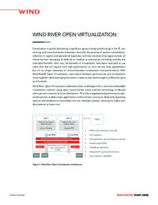 WIND RIVER OPEN VIRTUALIZATION Virtualization is quickly becoming a significant game-changing technology in the IT, networking, and communications industries—but with the promise of system consolidation, reduction in c