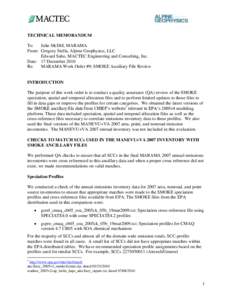 TECHNICAL MEMORANDUM To: Julie McDill, MARAMA From: Gregory Stella, Alpine Geophysics, LLC Edward Sabo, MACTEC Engineering and Consulting, Inc. Date: 17 December 2010