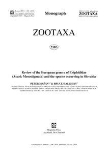 Zootaxa, Review of the European genera of Eviphididae...