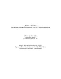 ¡Patria o Muerte!: José Martí, Fidel Castro, and the Path to Cuban Communism
