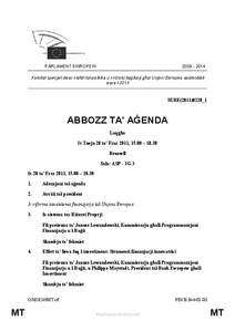 PARLAMENT EWROPEW[removed]Kumitat speċjali dwar l-isfidi tal-politika u r-riżorsi baġitarji għal Unjoni Ewropea sostenibbli wara l-2013