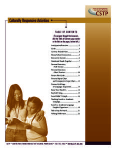 Culturally Responsive Activities TA B L E O F C O N T E N T S (To navigate through this document, click the Table of Contents page number or the links on the pages, bottom left.) Anticipation/Reaction....................