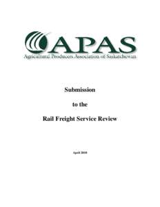 Submission to the Rail Freight Service Review April 2010