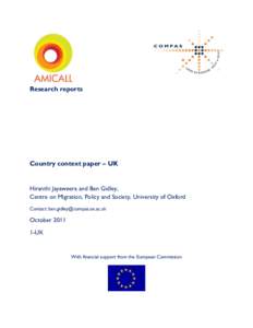 Research reports  Country context paper – UK Hiranthi Jayaweera and Ben Gidley, Centre on Migration, Policy and Society, University of Oxford