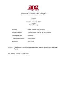 National Capital Area Chapter AGENDA Saturday, 17 January:00pm Virtual Meeting