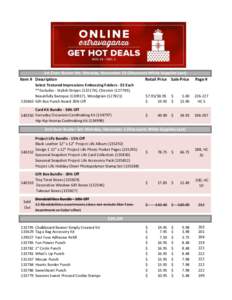 1st Door Buster Set: Monday, November 24 (Discounts While Supplies Last) Retail Price Sale Price Item # Description Page #