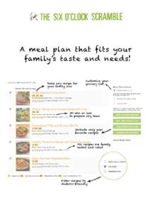 A meal plan that fi ts your fami l y’ s taste and needs!