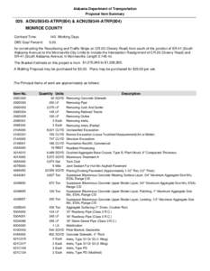 Alabama Department of Transportation Proposal Item Summary 029. ACNU59343-ATRP(004) & ACNU59344-ATRP(004) MONROE COUNTY Contract Time: