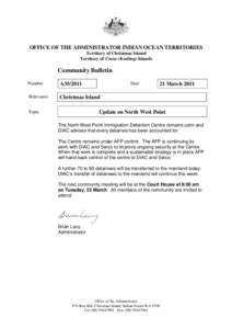 Year of birth missing / Government / Law / Christmas Island / Brian Lacy / International relations / Administrator / Serco Group / Immigration detention / States and territories of Australia / Cocos (Keeling) Islands / Government of Australia