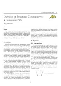 Graduate J. Math), 9 – 17  Opérades et Structures Commutatives à Homotopie Près Najib Idrissi