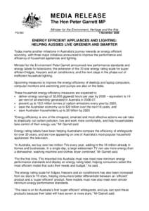 Energy efficient appliances and lighting: Helping Aussies live greener and smarter - media release 1 November 2009