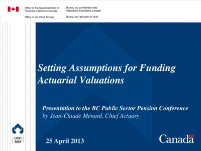 Setting Assumptions for Funding Actuarial Valuations - Jean‐Claude Ménard