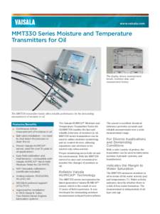 www.vaisala.com  MMT330 Series Moisture and Temperature Transmitters for Oil  The display shows measurement