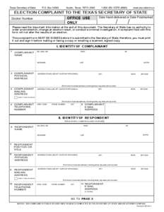 Election Complaint to the SOS