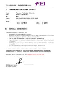 FEI SCHEDULE - ENDURANCEI. DENOMINATION OF THE EVENT √