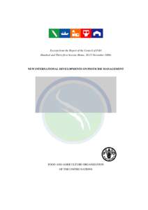 Excerpt from the Report of the Council of FAO Hundred and Thirty-first Session (Rome, 20-25 November[removed]NEW INTERNATIONAL DEVELOPMENTS ON PESTICIDE MANAGEMENT  FOOD AND AGRICULTURE ORGANIZATION