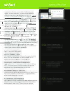 INTAKE DATA SHEET  Scout Intake is a self-service sourcing solution that facilitates project requests, cross team collaboration, and enterprise-wide alignment on projects. Intake provides a single request portal that all