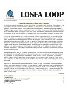 LOSFA LOOP November 2011 Edition Volume[removed]From the Desk of the Executive Director