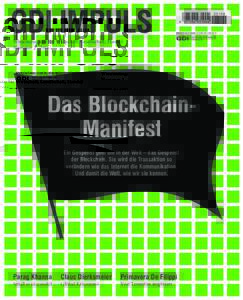 ISSNCHF 35 . EUR 31  Wissensmagazin für Wirtschaft, Gesellschaft, Handel NummerDas BlockchainManifest