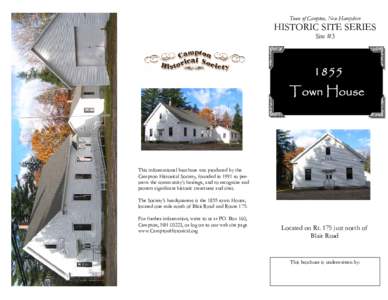 Town of Campton, New Hampshire  HISTORIC SITE SERIES Site #