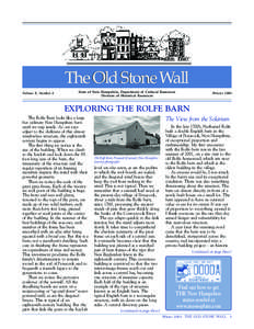 The Old Stone Wall Volume X, Number 4 State of New Hampshire, Department of Cultural Resources Division of Historical Resources