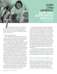 EVERY CHILD LEARNING: SAFE AND SUPPORTIVE SCHOOLS