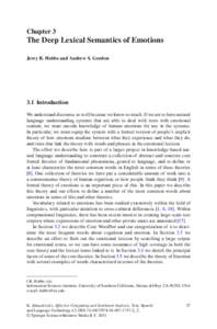 Chapter 3  The Deep Lexical Semantics of Emotions Jerry R. Hobbs and Andrew S. Gordon  3.1 Introduction