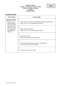 Education Bureau Territory-wide System Assessment 2014 Primary 3 English Language Speaking Marking Scheme