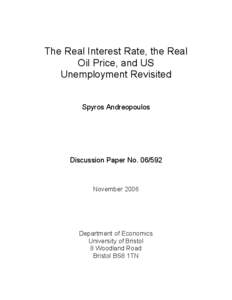 Real Input Prices and US unemployment revisited